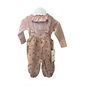 NEW PLAY UP girl's printed twill jumpsuit with bodysuit in beige